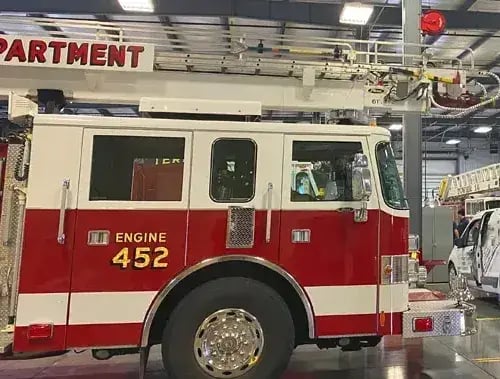 Emergency vehicle undergoing refurbishment and remount services to extend service life while retaining the existing vehicle body.