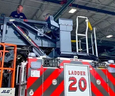 Emergency vehicle undergoing upfitting and equipment upgrades to support changing operational requirements.