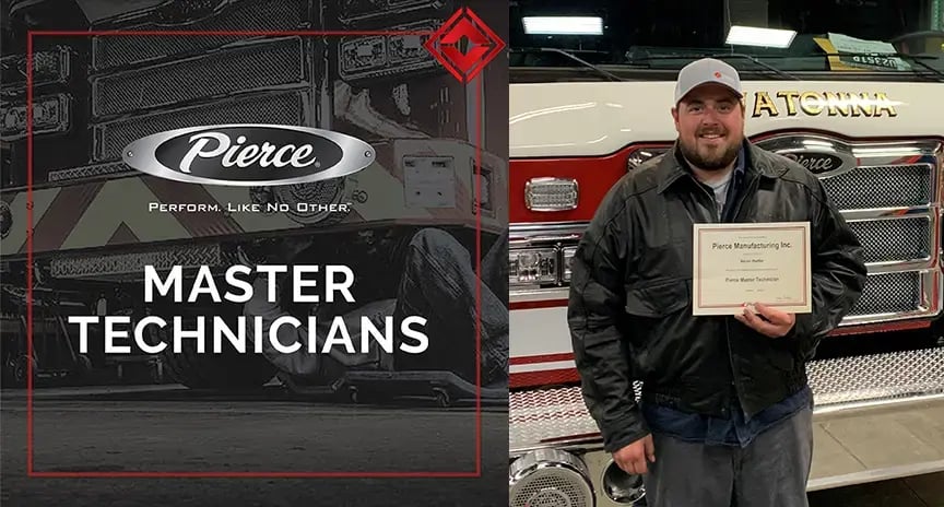 Factory-trained master technician recognized for advanced Pierce fire apparatus service and maintenance expertise.